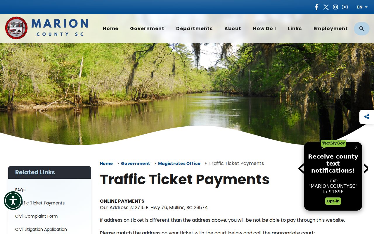 Marion County traffic warrant records county payment workflow