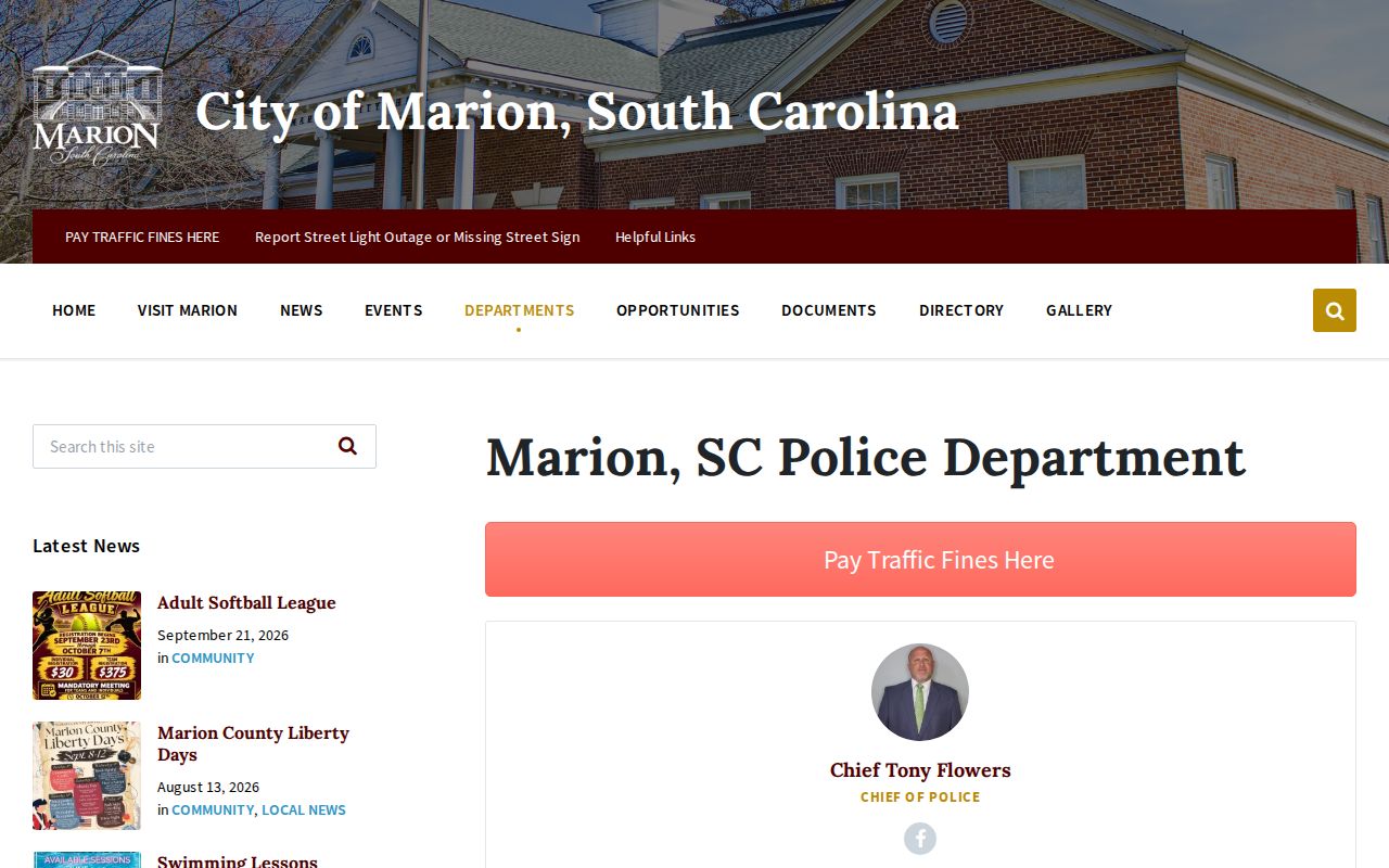 Marion warrant records city police department information