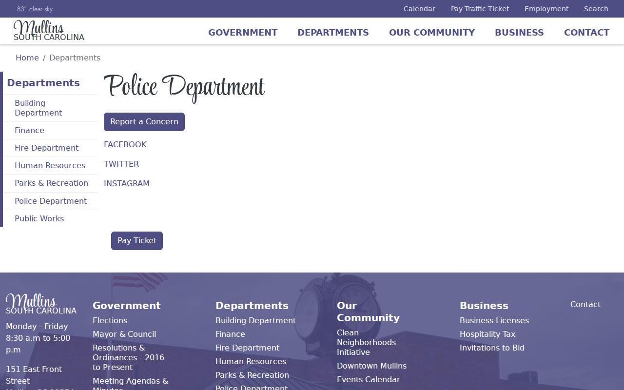 Mullins warrant records city police department page